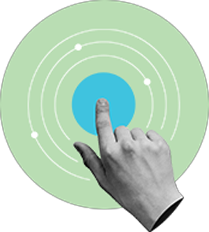 Finger pointing to a bullseye